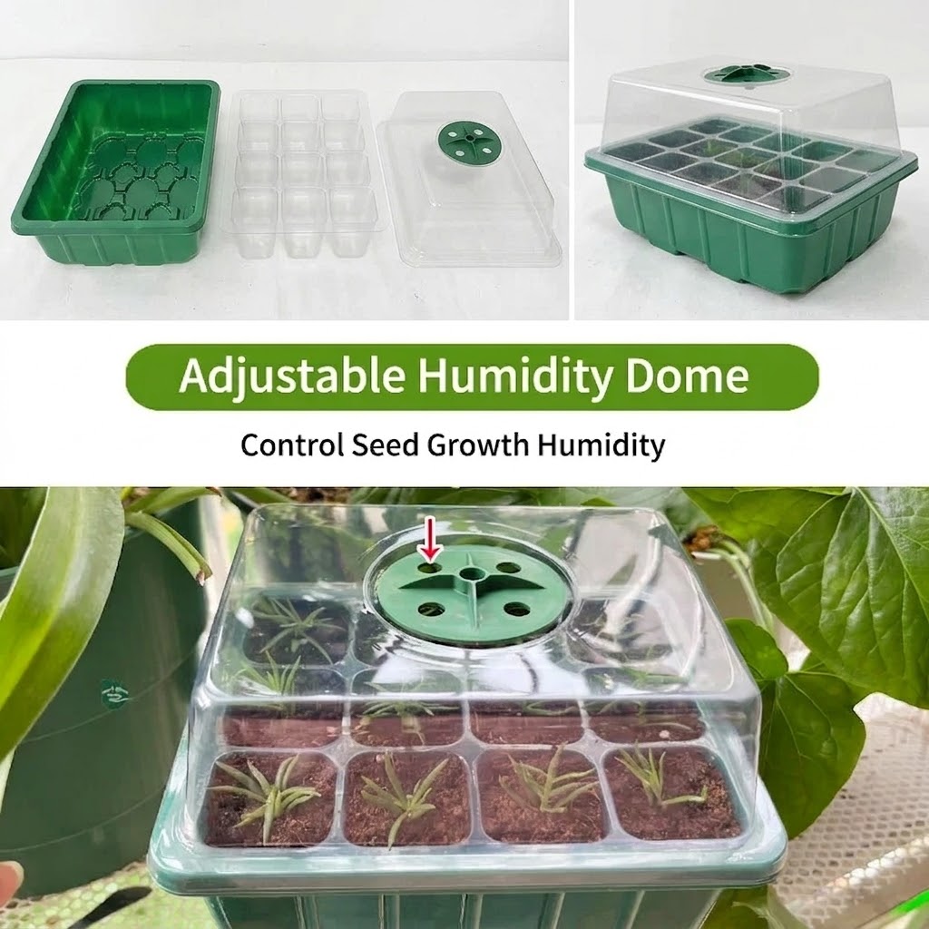 Humidity Dome Kit - Anzuchtschale mit Pflanzenbeleuchtungs-Set Enthält Erhöhte Sämlings-Anzuchtschalen